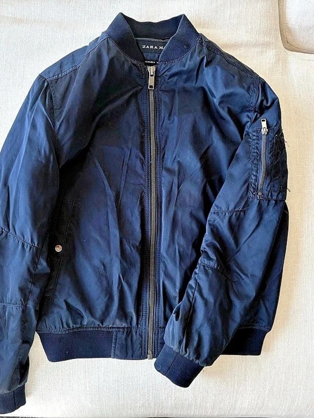 Zara Men's Blue Bomber Jacket